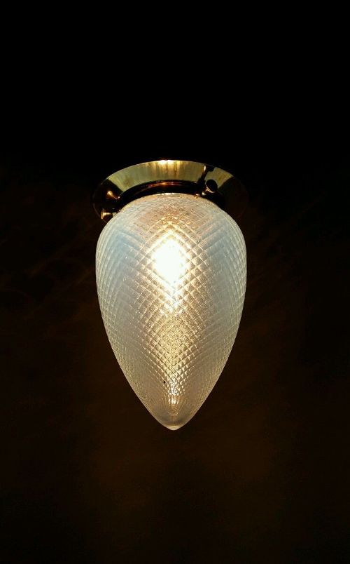 C1900 Pineapple Vaseline Glass Ceiling Light