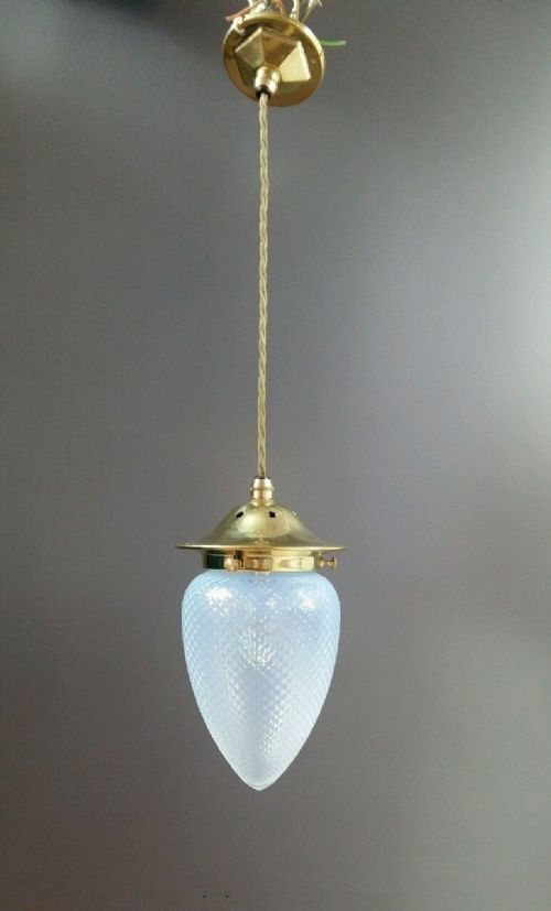 fig 1. c1900 Pineapple Vaseline Glass Ceiling Light