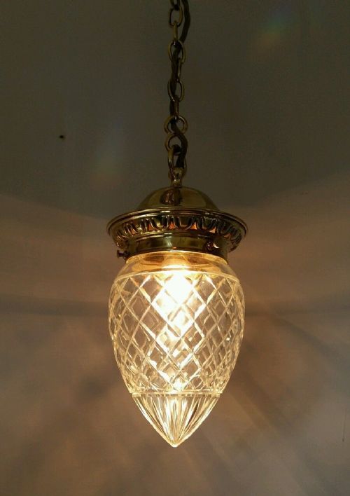 Edwardian Pineapple Cut Crystal Ceiling Light