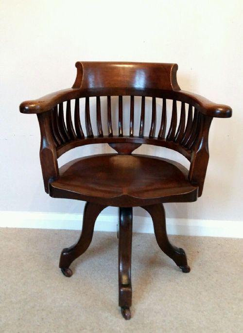 C1890 Flame Mahogany Rotating Office Desk Chair