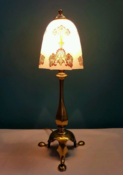 fig 1. C1900 Edwardian Pullman Brass Table Lamp Fully Rewired