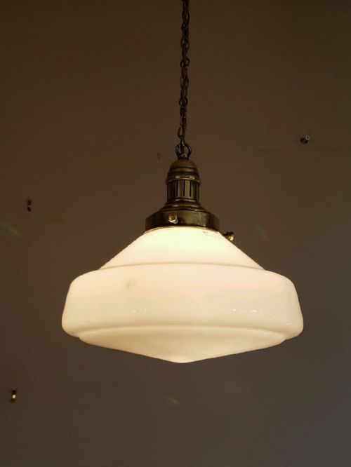 C1920 Philips Opaline Chapel Ceiling Lamp Original Gallery Fully Rewired