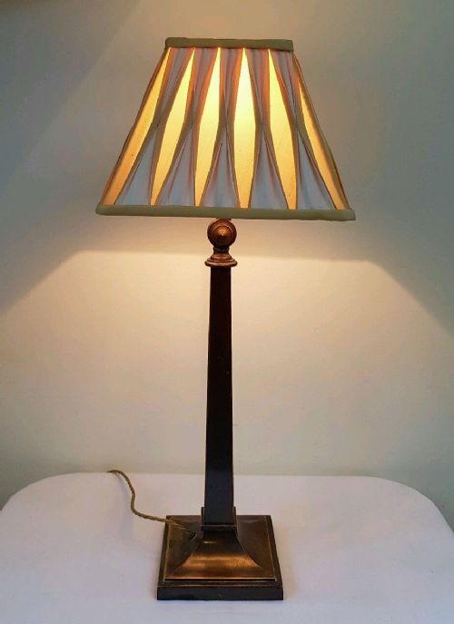 C1920 Bronzed Effect Brass Column Table Lamp