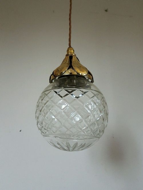 fig 1. c1910 Globe Cut Crystal Ceiling Light Original Gallery