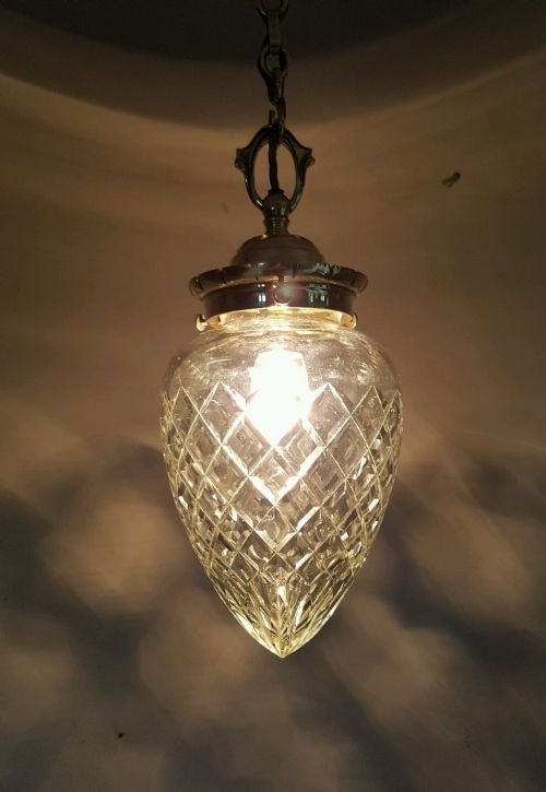 Large C1910 Pineapple Cut Crystal Ceiling Light Original Gallery