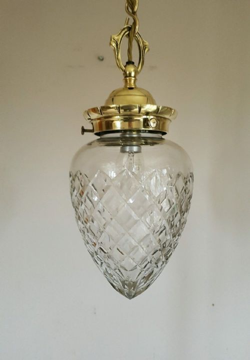 fig 1. Large c1910 Pineapple Cut Crystal Ceiling Light Original Gallery