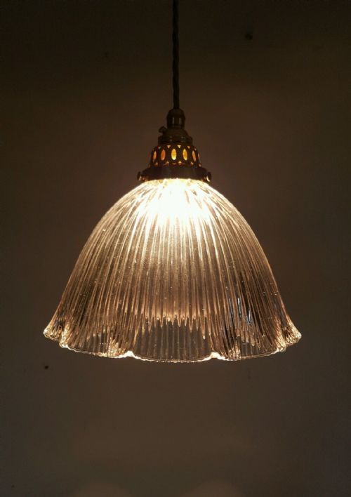Large C1909 Holophane Ceiling Lamp Light with Original Gallery