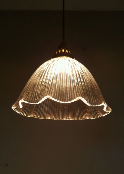fig 1. Large c1909 Holophane Ceiling Lamp Light with Original Gallery