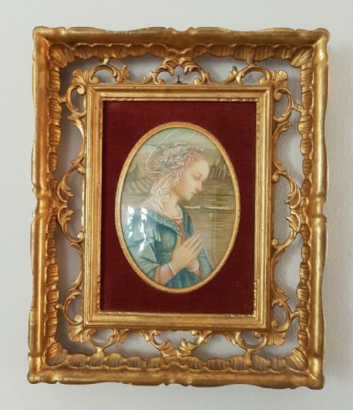 C1900 Italian Signed Miniature Portrait Painting Gilt Frame
