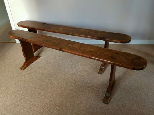 Pair of Antique Victorian Long Pine Benches