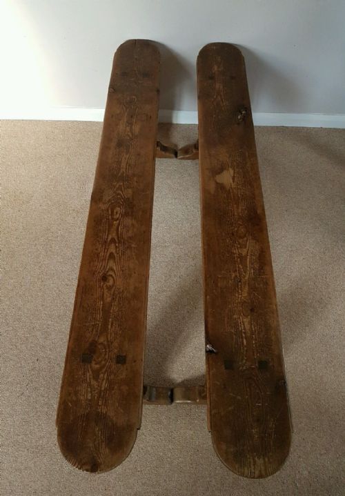 fig 1. Pair of Antique Victorian Long Pine Benches