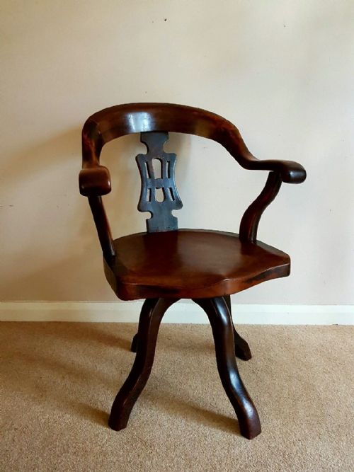 C1890 Flame Mahogany Swivel Office Desk Chair