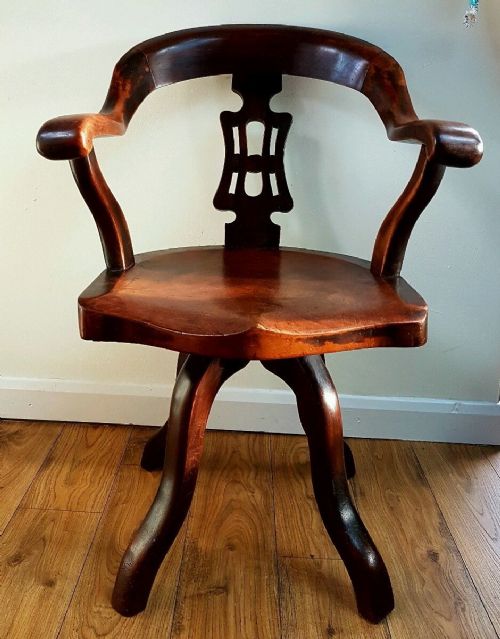 fig 1. c1890 Flame Mahogany Swivel Office Desk Chair