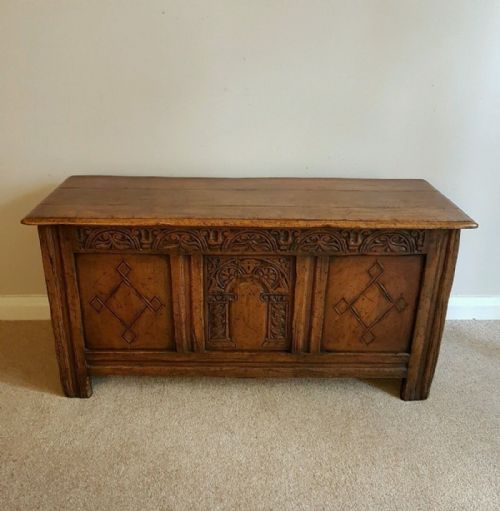 C1890 Small Oak Coffer Chest