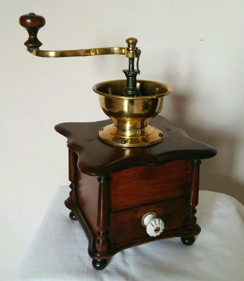 French Mahogany & Cast Iron Coffee Grinder