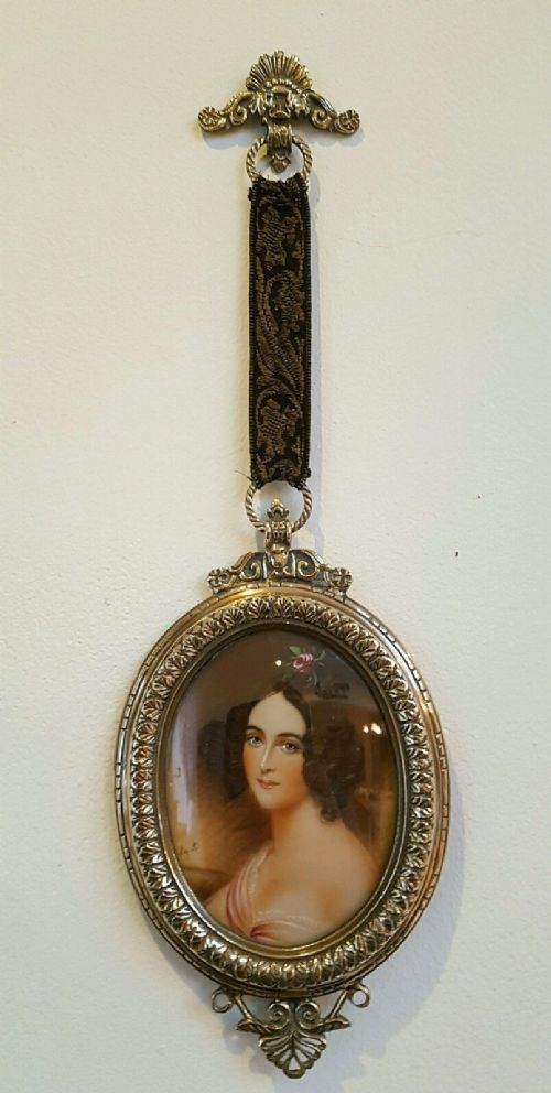 C1900 French Miniature Portrait Signed
