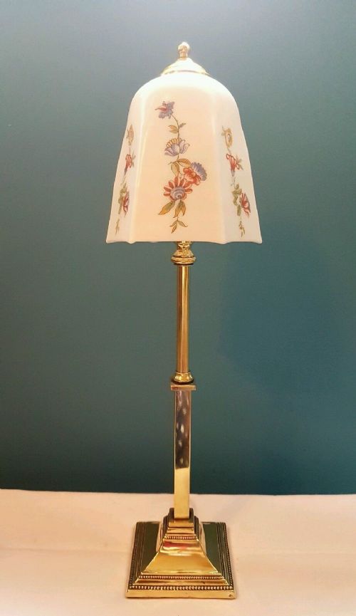 C1910 Square Base Brass Table Lamp