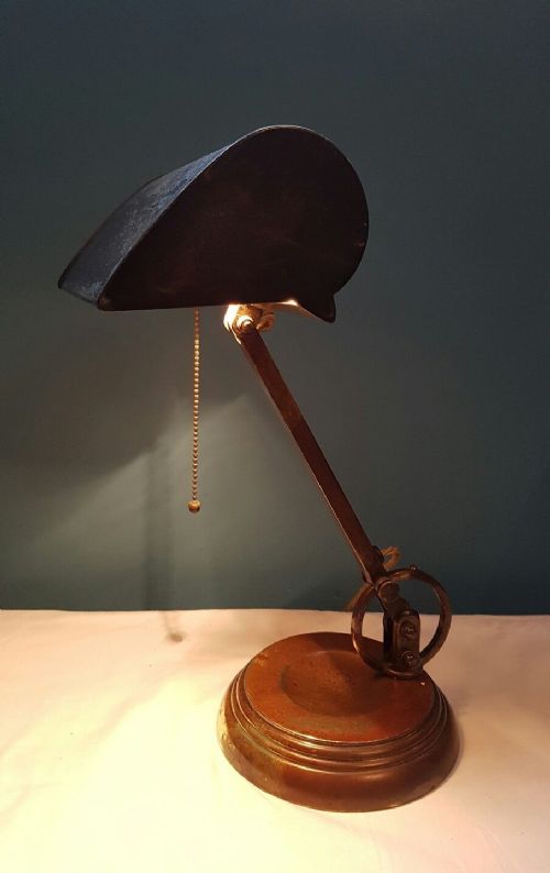 C1910 Brass Bankers Lamp