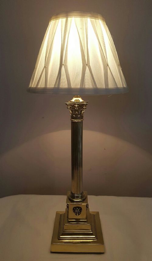 C1920 Edwardian Corinthian Brass Table Lamp