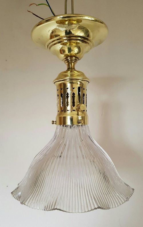 C1910 French Holophane Ceiling Lamp Light