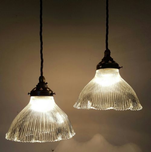 Pair of Holophane Ceiling Lights