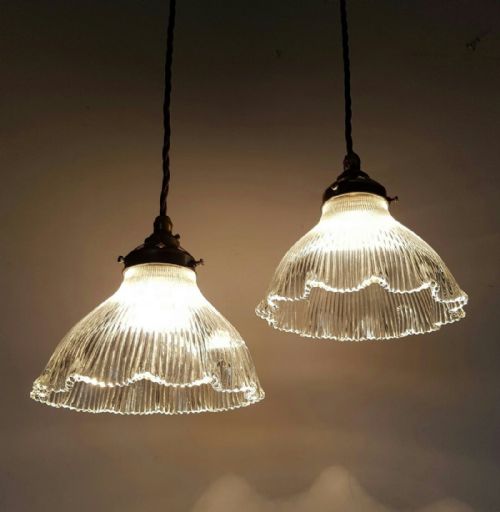 fig 1. Pair of Holophane Ceiling Lights