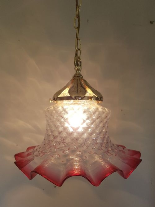 Large Cranberry Glass Ceiling Lamp Light