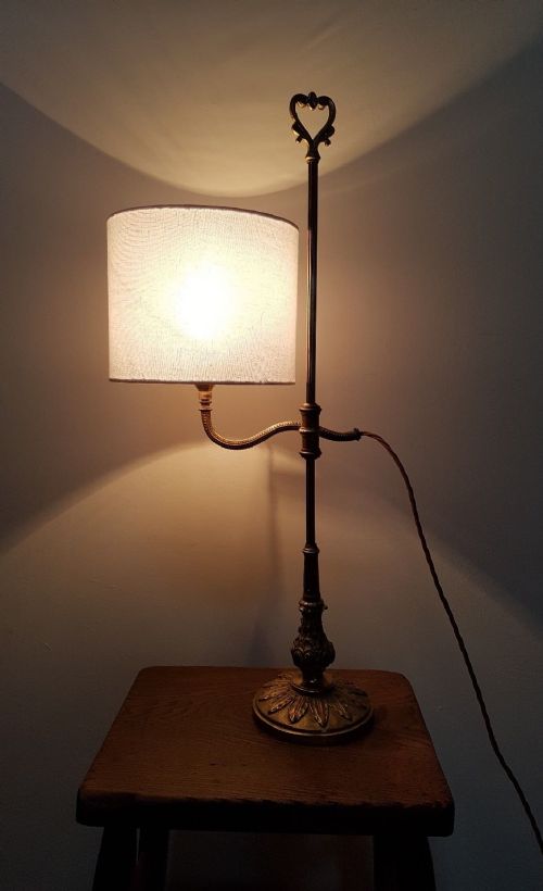 French Gilt Brass Rise & Fall Table Lamp