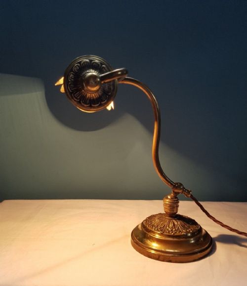 Small English Brass Bankers Desk Lamp