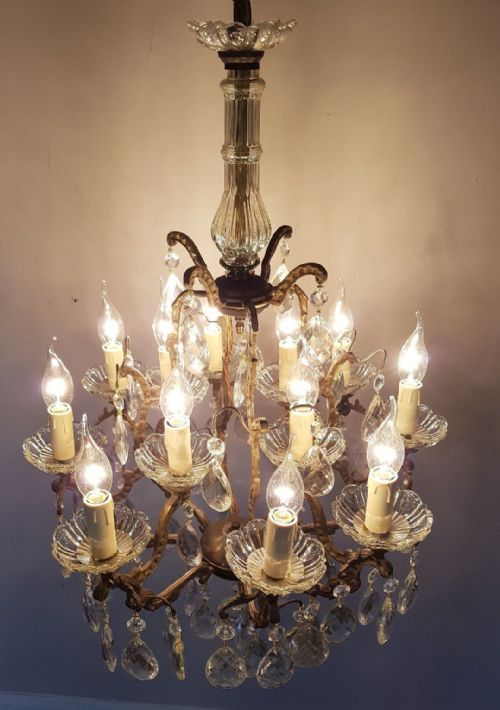 fig 1. 2 Tier Brass Crystal Chandelier
