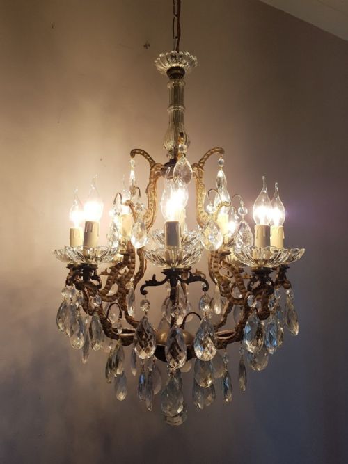 fig 2. 2 Tier Brass Crystal Chandelier