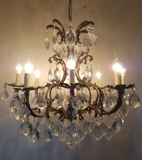 fig 1. 8 Arm Brass Crystal Chandelier