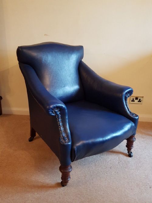 Blue Faux Leather Armchair C1890