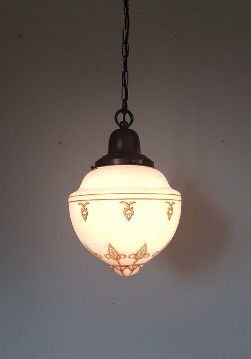 Edwardian Ceiling Lamp Light Fully Rewired. Original Copper Gallery