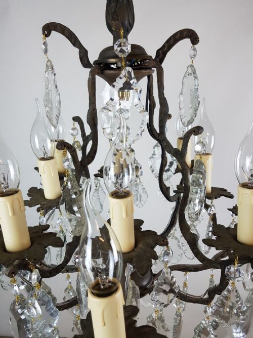 fig 8. c1910 12 Arm Gilt Brass Birdcage Chandelier