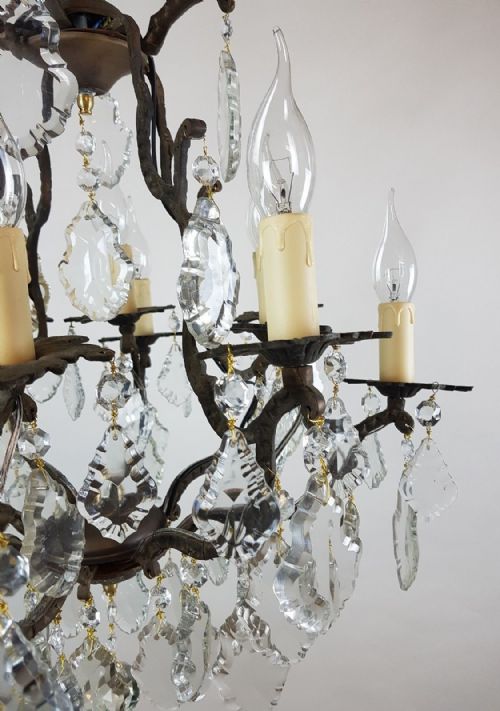 fig 10. c1910 12 Arm Gilt Brass Birdcage Chandelier