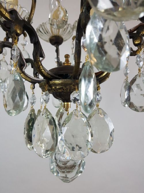 fig 7. French c1910 Small 8 Arm Gilt Brass Bag Chandelier