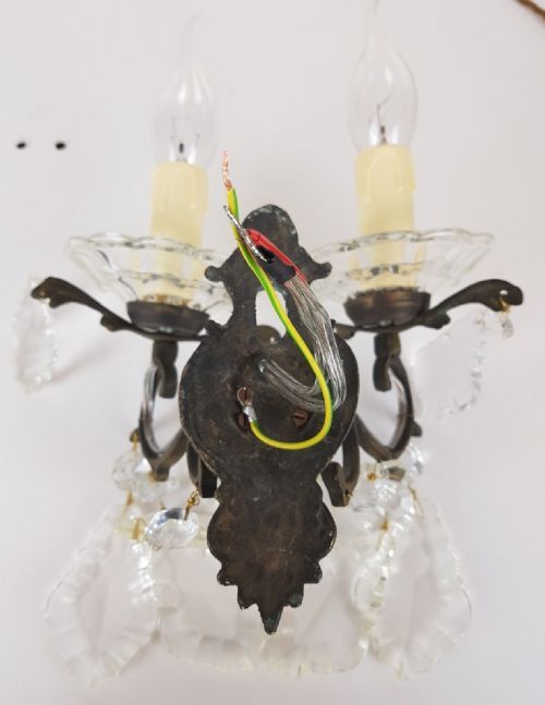 fig 6. Pair of c1910 Dainty Glass Dish Brass Wall Lights