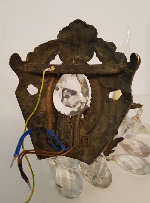 fig 9. Pair of French c1910 Gilded Brass Crystal Wall Lights