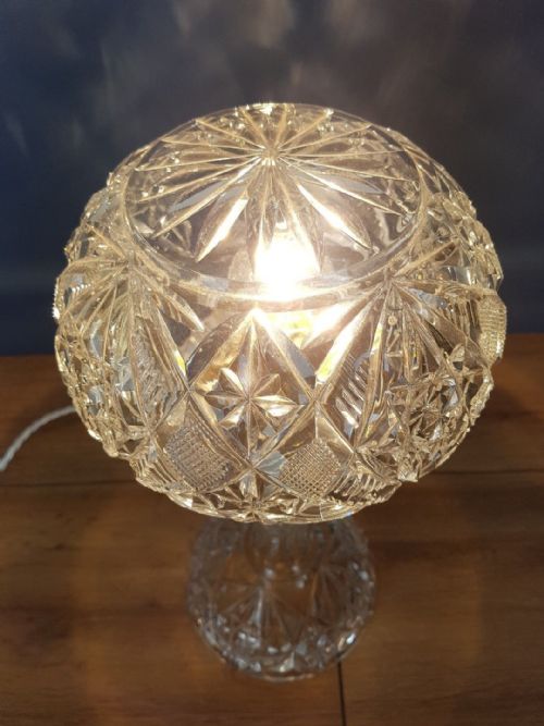 fig 1. c1920 Cut Crystal Mushroom Table Lamp