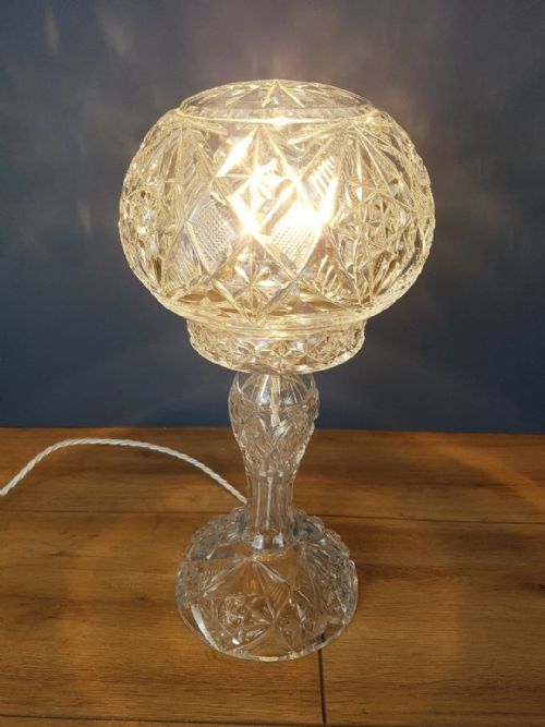 fig 2. c1920 Cut Crystal Mushroom Table Lamp