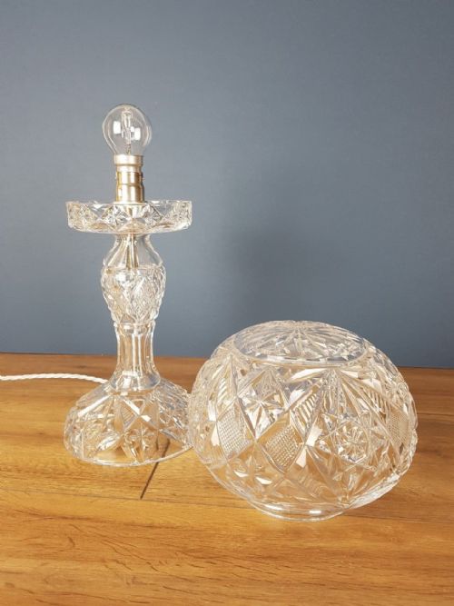fig 3. c1920 Cut Crystal Mushroom Table Lamp