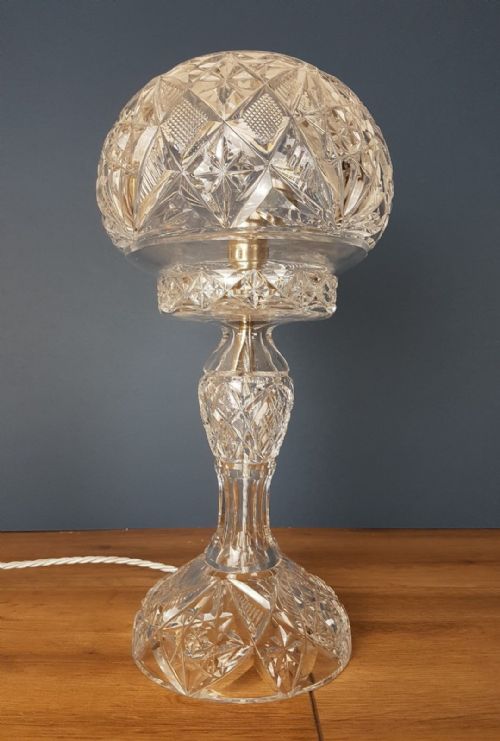 fig 5. c1920 Cut Crystal Mushroom Table Lamp