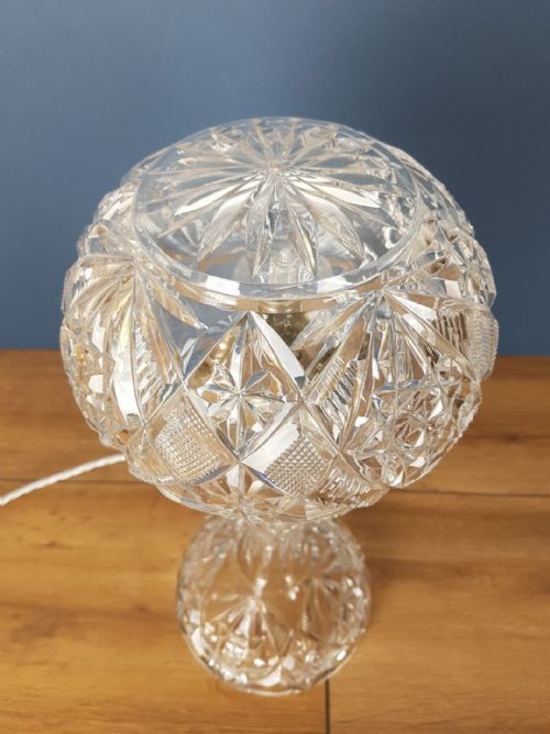 fig 6. c1920 Cut Crystal Mushroom Table Lamp