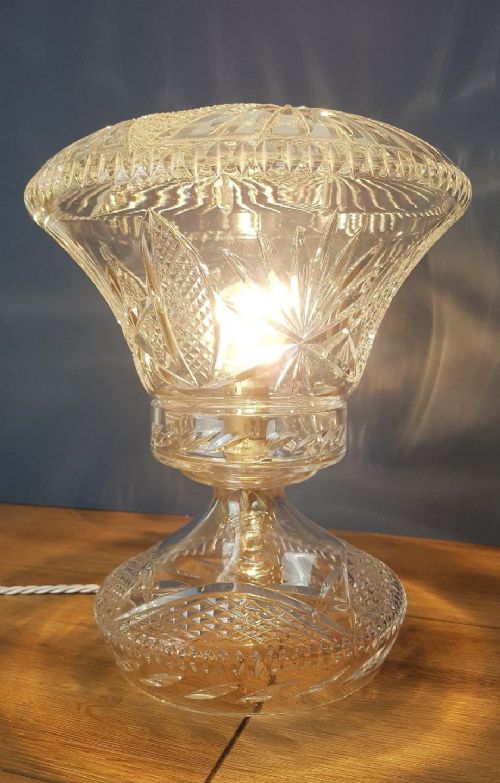 C1920 Cut Crystal Small Mushroom Table Lamp