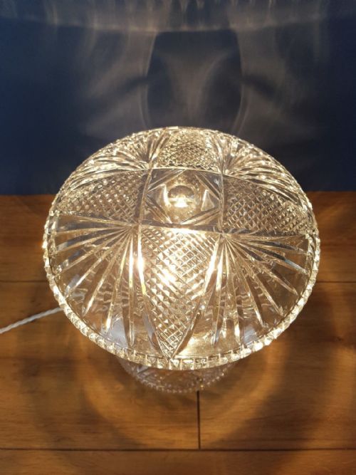 fig 2. c1920 Cut Crystal Small Mushroom Table Lamp