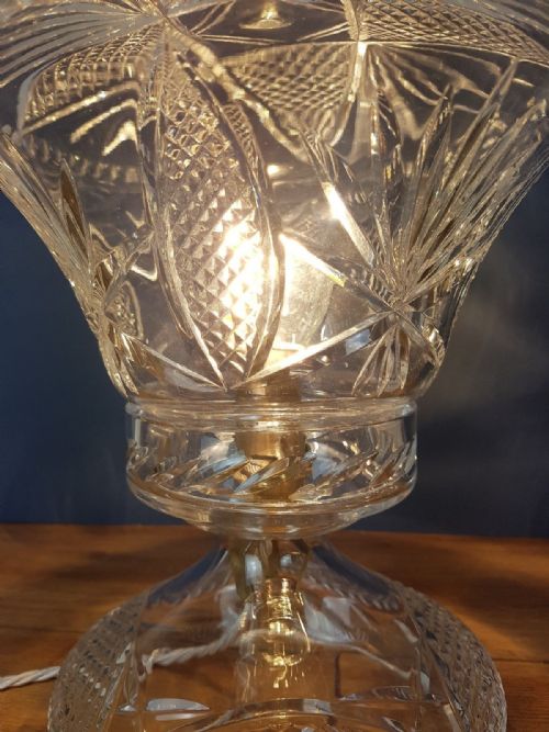 fig 3. c1920 Cut Crystal Small Mushroom Table Lamp