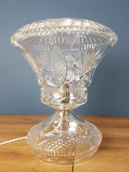 fig 6. c1920 Cut Crystal Small Mushroom Table Lamp