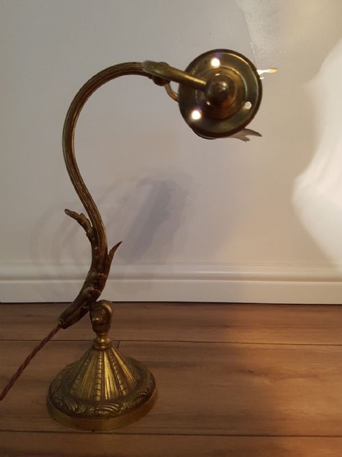 fig 2. c1920 French Decorated Piano Bankers Lamp; unpolished