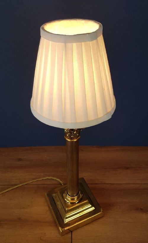 fig 2. Elegant Brass Corinthian Column Table Lamp with Twisted Pleat Shade